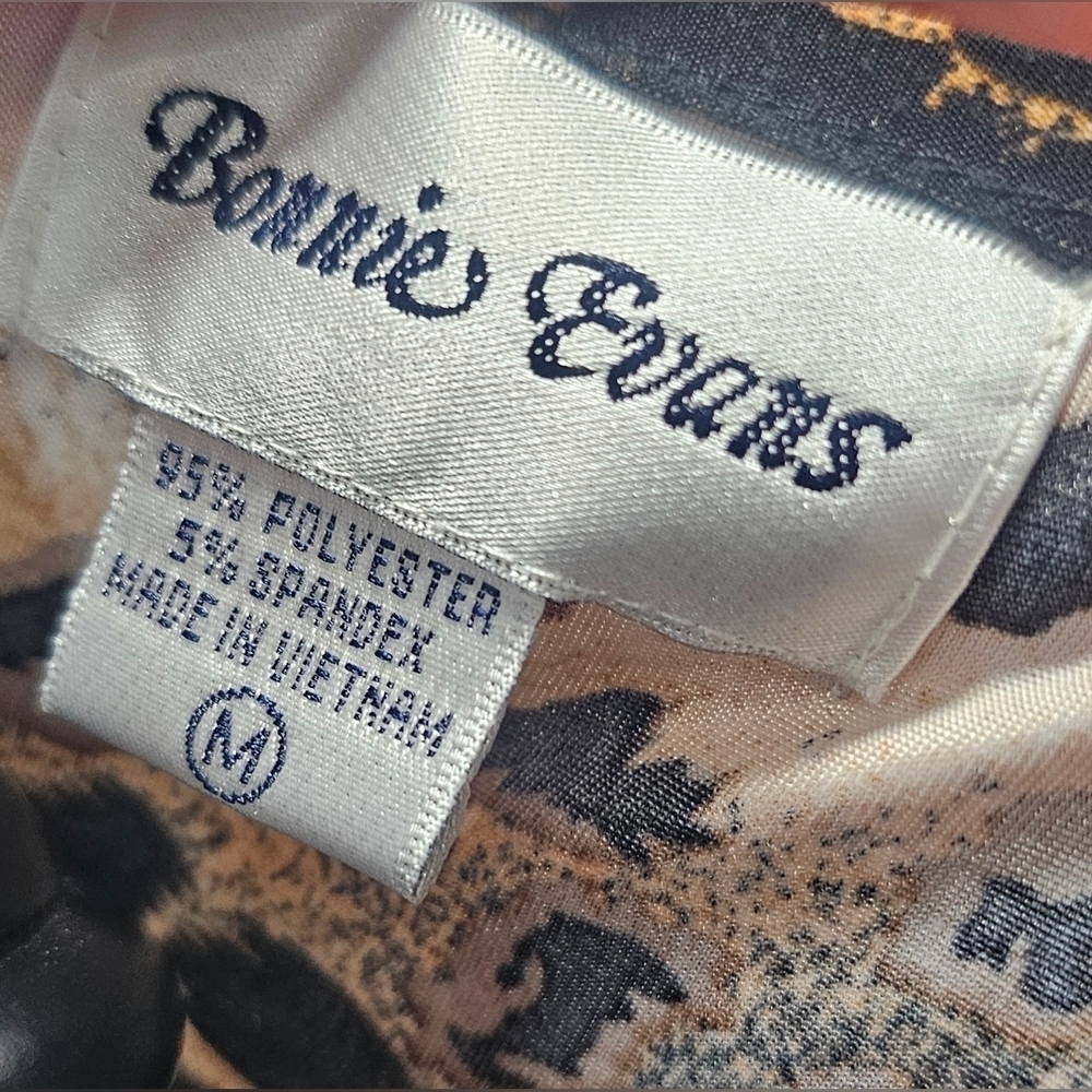 Bonnie Evans Women's Leopard Print 3/4 Sleeve Round Neck Poly Blouse Size Medium - Picture 6 of 9